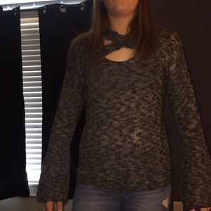 maurices brand new cross choker thin sweater